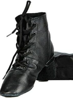 Cheapdancing Black Soft Sole Women's Lace Up Flat Dancing Jazz Boots Size-W8.5